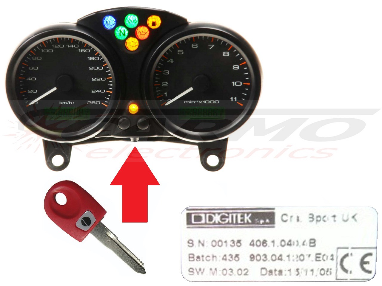 Ducati 1 x chave com chip - Digitek Cluster - Clique na Imagem para Fechar