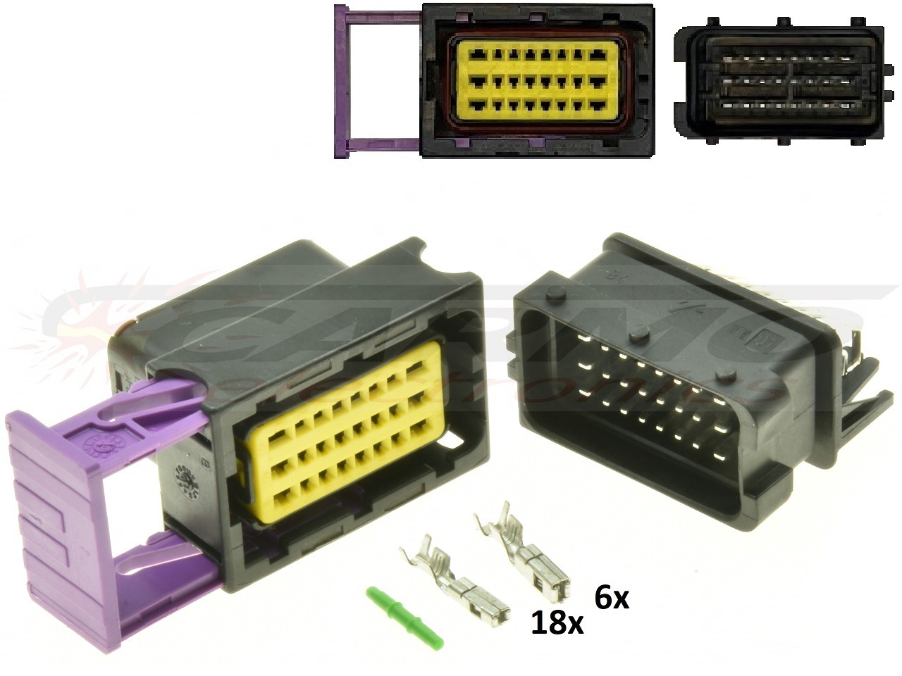 24 way ECU CDI ECM motorcyle connector set black - male female complete - Clique na Imagem para Fechar